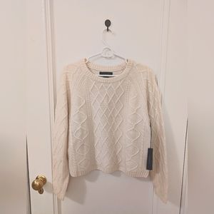100% 2-ply Cashmere Cable Knit Cream Sweater S